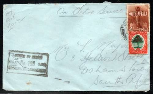 South Africa 1942 passed by censor cover 4d large war & 6d pictorial with `FIELD POST` post mark