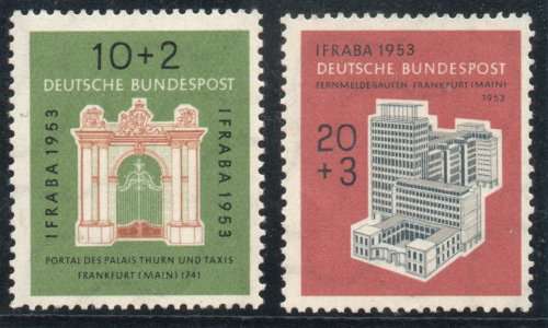Germany West 1953 International Philatelic Exn set of 2 umm. SG 1097-98. Cat £58 (2012)