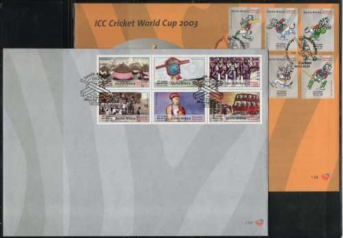 South Africa 2002-03 World Cup Cricket 2 FDC`s 7.52, 7.53 SACC 1499-1504, 1529-34 Cat R180 (2023-25)
