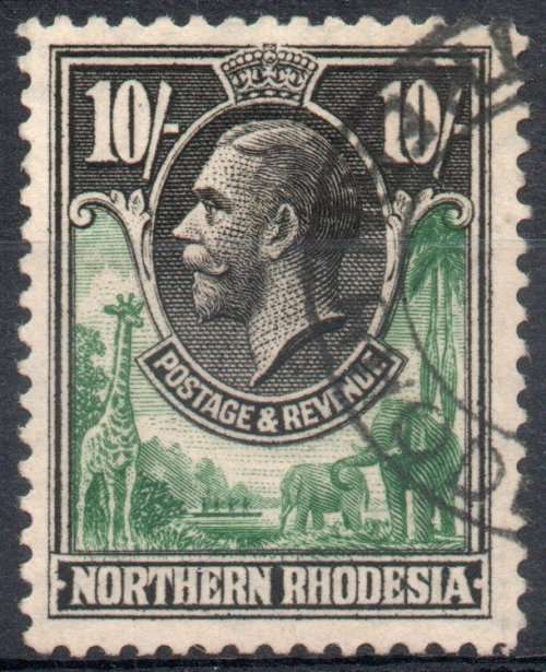 Northern Rhodesia 1925 KGV Definitive 10/- very fine used. SG 16. Cat £110 (2018)