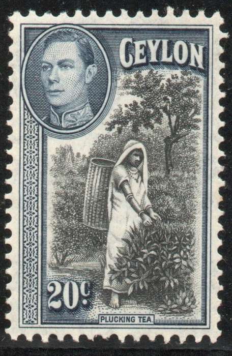Ceylon 1938 KGVI Definitive 20c lightly mounted mint. SG 391. Cat £3,25 (2022)