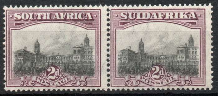 South Africa 1927 London Pictorial 2d pair lightly mounted mint. SACC 33. Cat R300 (2023-25)