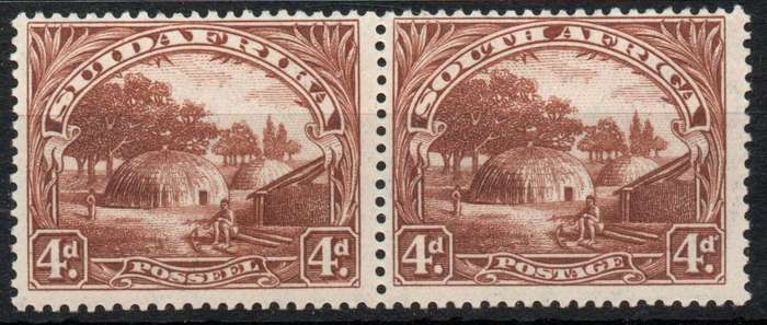 South Africa 1927 London Pictorial 4d pair lightly mounted mint. SACC 35. Cat R600 (2023-25)