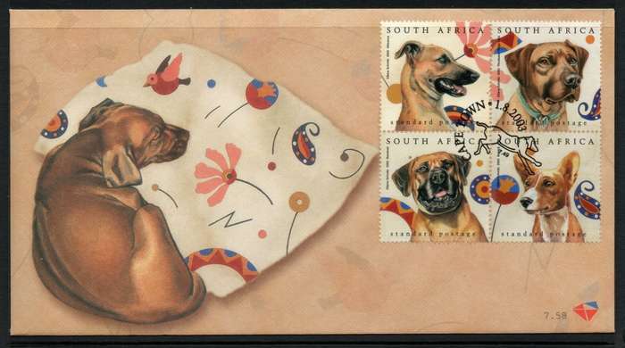 South Africa 2003 African Dogs set of 4 on FDC 7.58. SACC 1560. Cat R90 (2023-25)