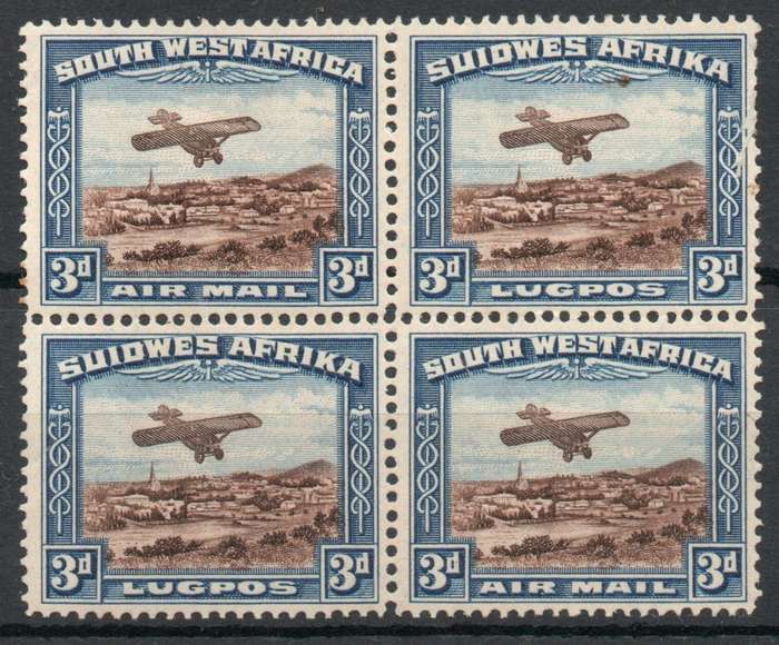 South West Africa 1931 Airmail 3d block of 4 lmm & umm. SACC 101. Cat R1800. (2023-25)