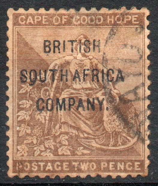 Rhodesia BSA Company 1896 Cape of Good Hope ovptd 2d deep bistre used. SACC 53. Cat R350 (2023-25)