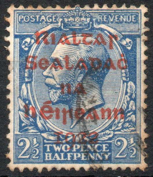 Ireland 1922 GB overprinted in red 2½d bright blue fine used. SG 4b. Cat £5 (2022)