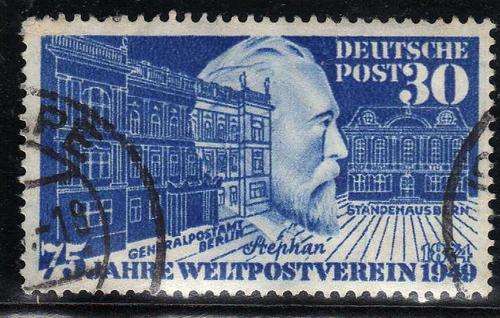 GERMANY WEST 1949 75th ANNIV UPU FINE USED. MI 116. CAT 50 EURO