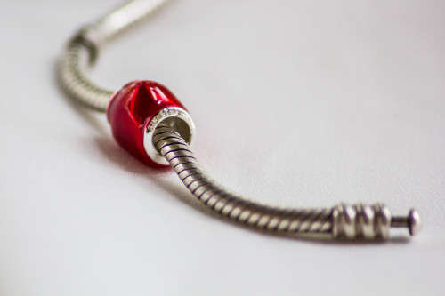 Red Enamel Heart, fits Pandora Bracelets