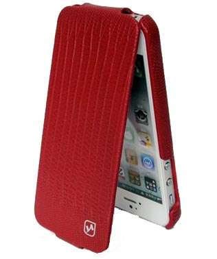 Lizard Pattern Flip Cellphone Case For Apple Iphone 5 Cellphone Cover Red