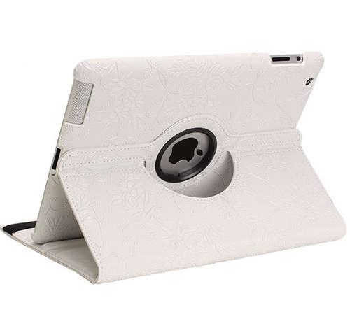 White Flower Pattern Smart Cover Tablet Case For Apple Ipad 2 Ipad 3 Ipad 4 New Ipad