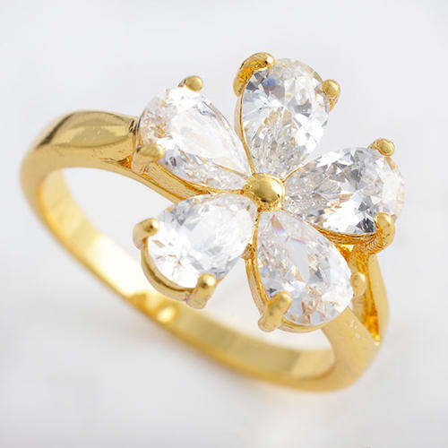 Gold filled flower cubic zirconia ring size 7