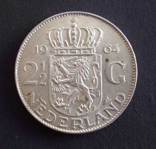 Coin Nederland Queen Juliana 1964 2,5 gulden ef