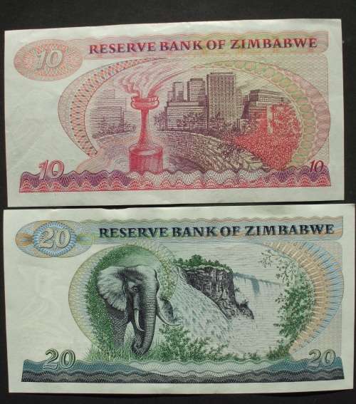 Banknote - Zimbabwe 10+20 dollar unc