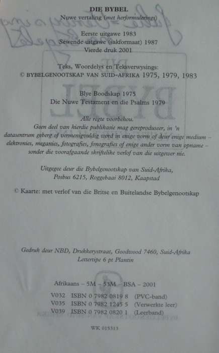 Bible - Die Bybel - 2001 - pocket