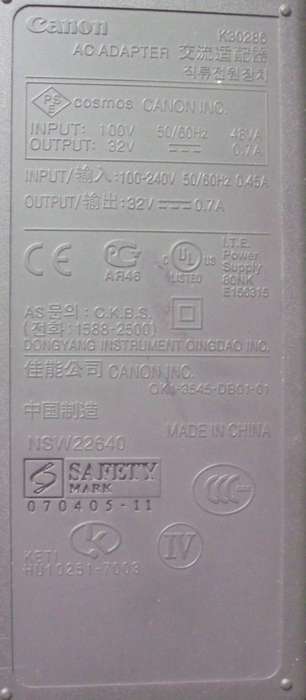 Charger - Canon Canoscan 8800F - K30286