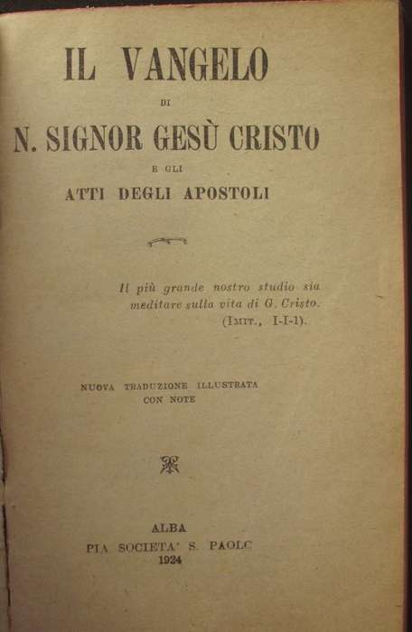 Bible - The Gospel Of The Apostles - Il Vangelo - 1924 - Italy
