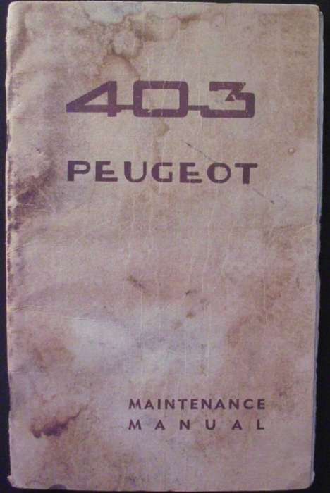 Owners Manual - Peugot 403 - Vintage