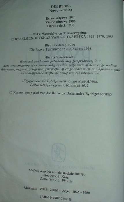 Bible - Die bybel - 1986 - Medium