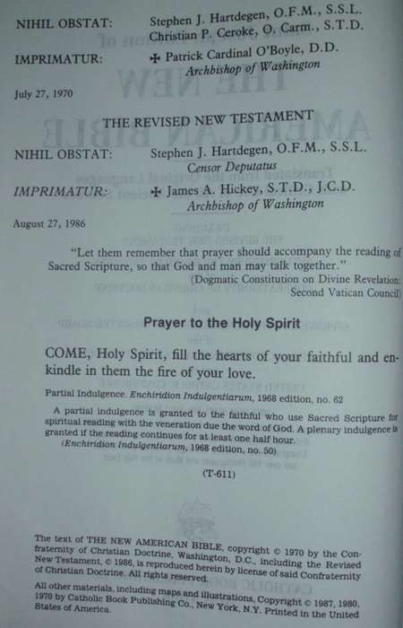 Bible - The New American Bible - St Josephs Edition - 1987 - Catholic