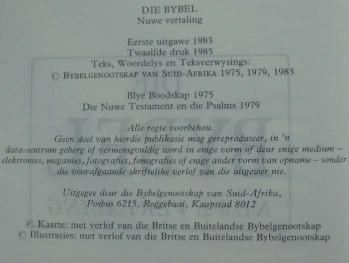 Bible - Die Bybel - 1985