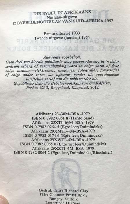 Bible - Die Bybel - Pocket - 1933/1954/1979
