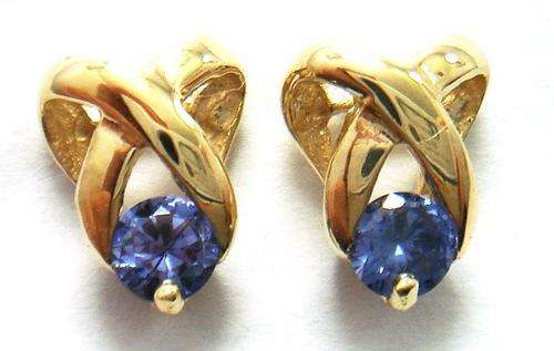 9CT YELLOW GOLD ROUND 3 MM TANZANITE STUD EARRINGS