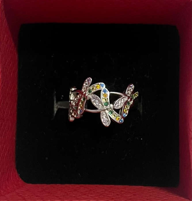 BRAND NEW - Stunning Sterling Silver Dragonfly Zirconia Ring