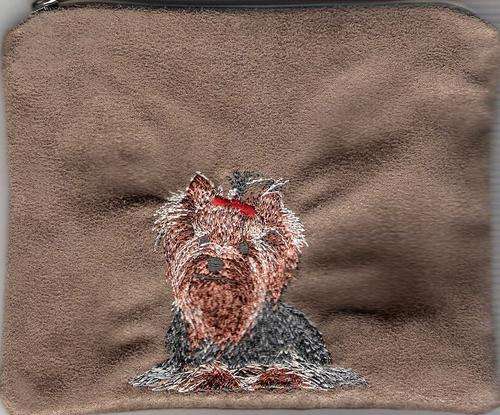 Embroidered Dog on Make up bag --Yorkshire Terrier (yorkie)