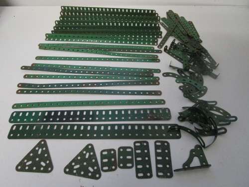 **Meccano Parts**..As per Photos.....Red/Green Parts plus Gears/Pulleys etc..Played Condition.