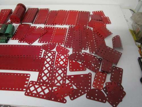 **Meccano Parts**..As per Photos.....Red/Green Parts plus Gears/Pulleys etc..Played Condition.