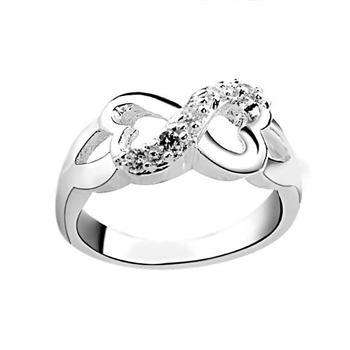 Sterling Silver Encrusted Heart Infinity Ring