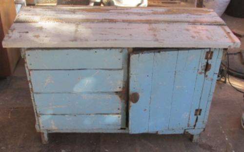 Cute Shabby Chic Blue Cabinet - Unrestored