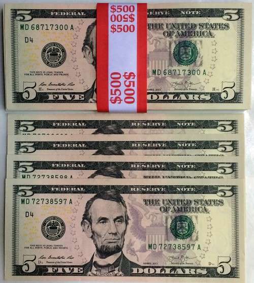 NICE UNC 5 $$$ BILLS X 10