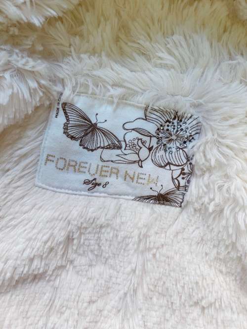 Forever New White Plush Jacket for Women SIZE8