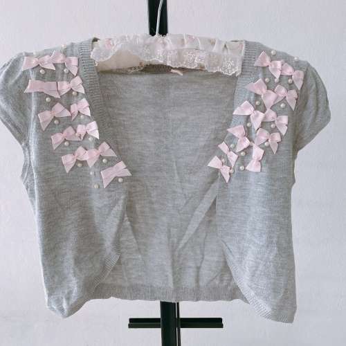knitted butterfly pearl grey top S