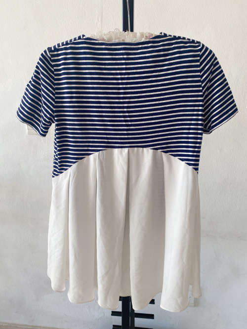 Forever New Blue and White T-shirt XS