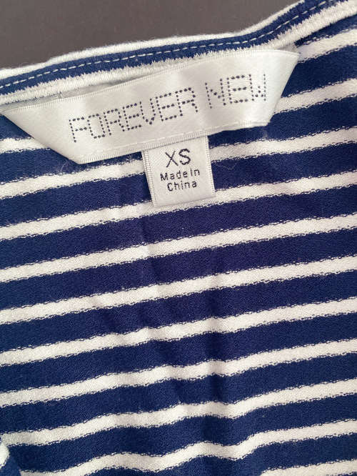 Forever New Blue and White T-shirt XS