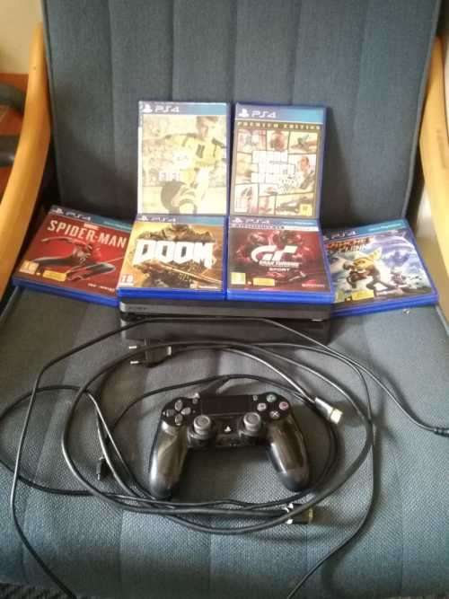 SONY PALYSTATION 4 SLIM 500GIG+6 GAMES+CONTROLLER+ALL CABLES