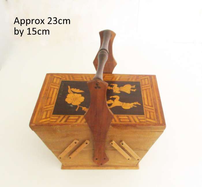 A SMALLER VERSION OF THE CONCERTINA SEWING BOX--INLAID