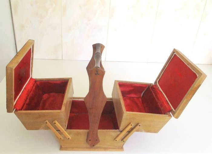 A SMALLER VERSION OF THE CONCERTINA SEWING BOX--INLAID