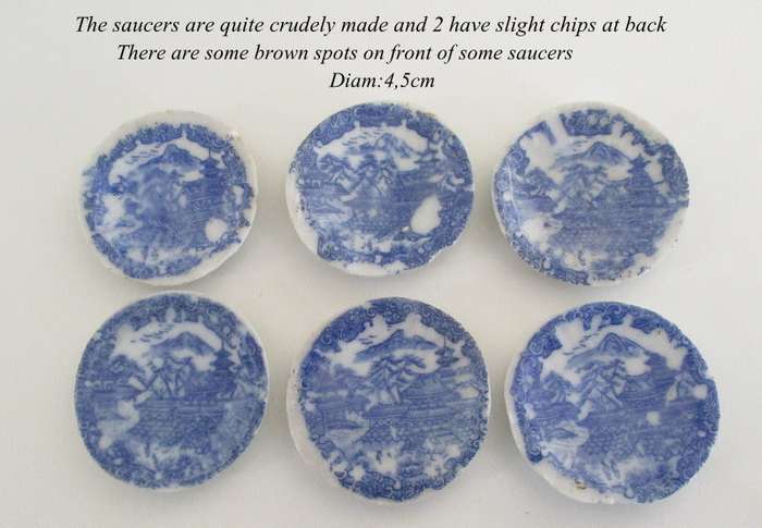 A VICTORIAN SALESMAN'S SAMPLE  PORCELAIN TEA SET ON A TRAY--READ