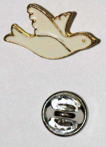 "PEACE" ENAMELLED DOVE LAPEL PIN