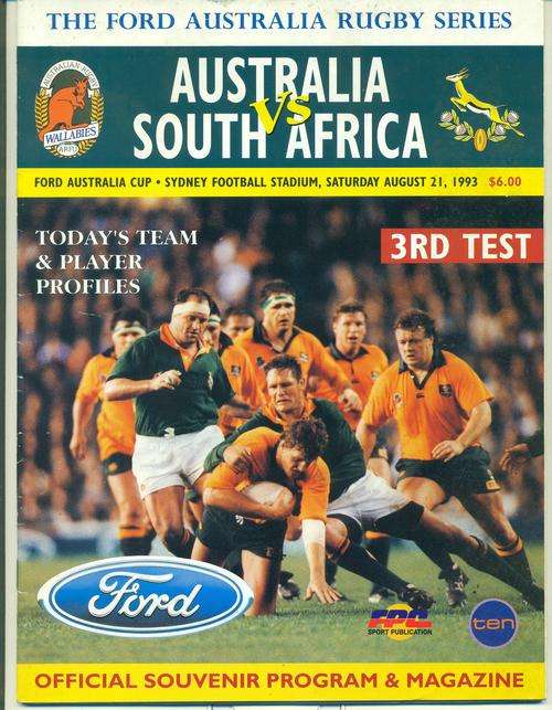 Programme Australia vs Springboks 21-8-1993 (3rd test)