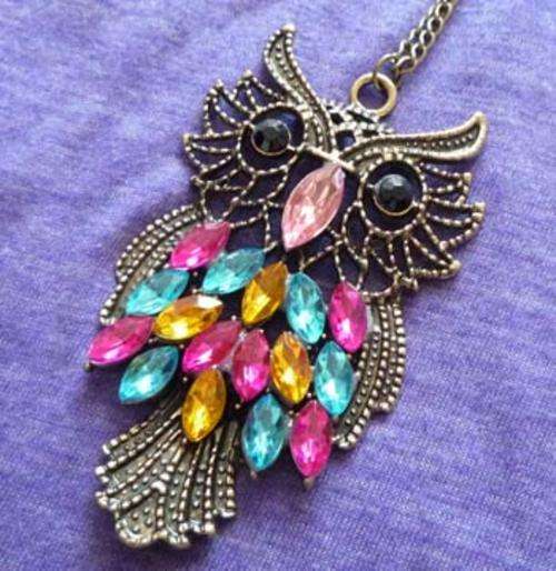 FAB COLOURFUL RETRO OWL PENDANT NECKLACE!!