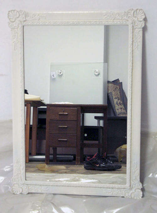 Detailed White Framed Mirror