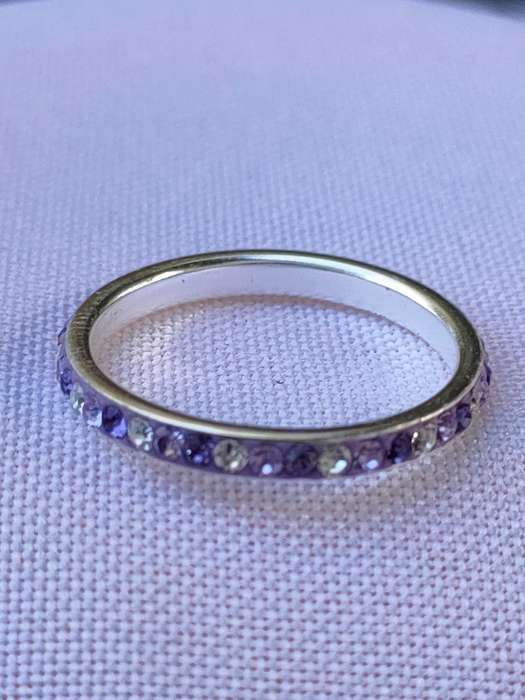 Austrian Crystal sterling silver ring - size US 7 - 925 stamp