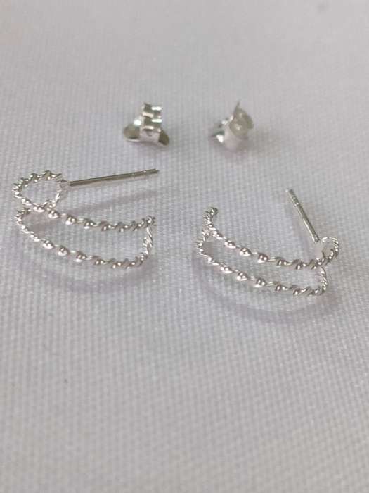 Sterling siver half hoop earrings - studs - 925 stamp
