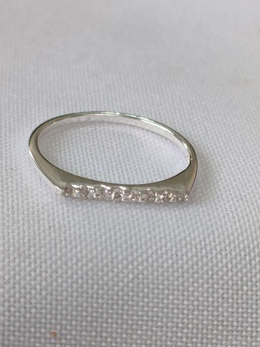 Austrian crystal sterling silver ring - 925 stamp - size US 7: