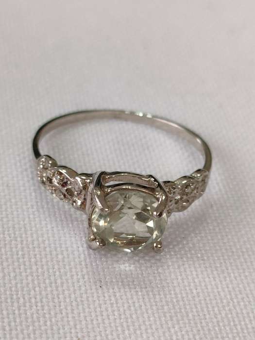 Citrine and diamond sterling silver ring - 925 stamp - size US 7